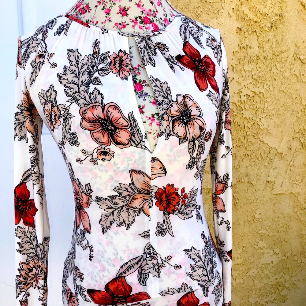 Flower print long sleeve shirt